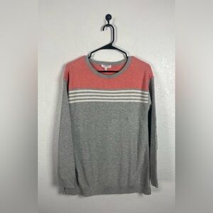Talbots Women’s Coral Gray Crewneck Textured Sweater comfy long sleeve Sz M Chic